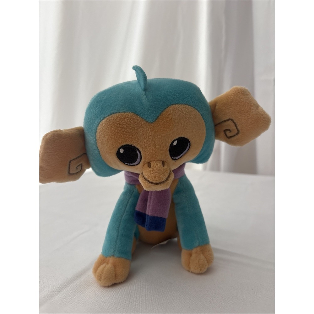 Wildworks Animal Jam Blue Monkey w/Scarf, Embroidered Ladybug 7" Plush Jazwares